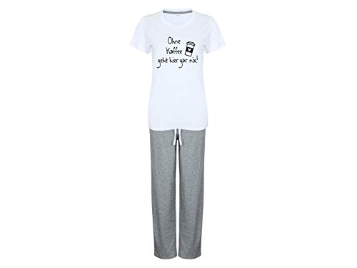 Tachinedas Kreativshop Damen Pyjama mit Spruch Ohne Kaffee geht Hier gar nix (XL) von Tachinedas Kreativshop