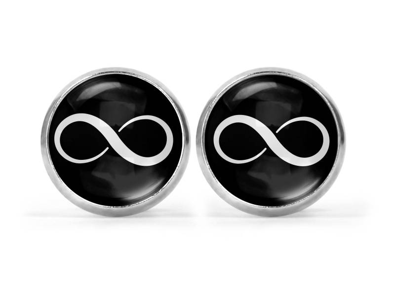 Damen Ohrstecker Mit Motiv Unendlichkeit Unisex Ohrringe Edelstahl Silber Schwarz Unendlichkeitssymbol Ohrschmuck Cabochon von TachinedasCreative