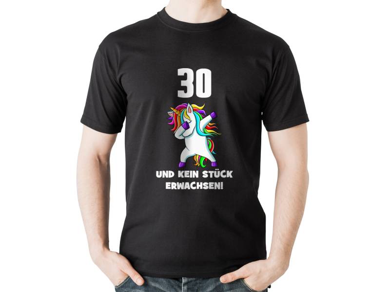 Witziges Herren T-Shirt Zum 30. Geburtstag Mit Einhorn Und Spruch 30 Kein Stück Erwachsen Witziges Herren T-Shirt Zum 30. Geburtstag Mit Einhorn Und Spruch 30 Kein Stück Erwachsen von TachinedasCreative