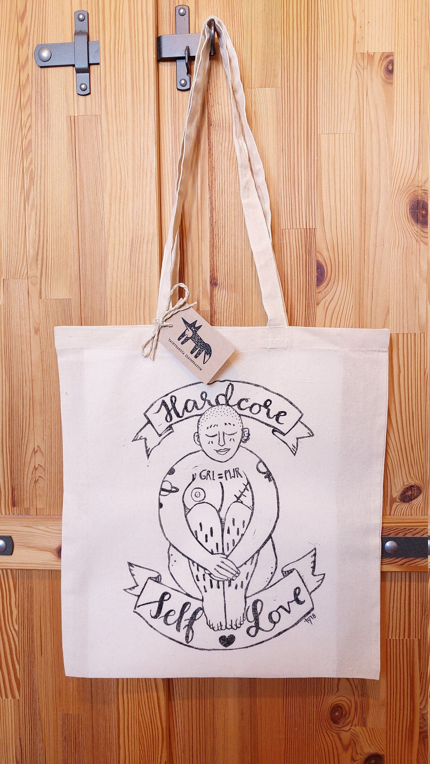 Unikat Tasche "Hardcore Self-Love" 100% Baumwolle Jutebeutel Stoffbeutel von Tachykardia