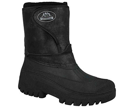 Unisex Herren Damen Reitstiefel Wasserdicht Stall Wandern Regen Schnee Winter Ski Gummistiefel Warm Farm Mucker Boots alle Größen EU 37-46, Schwarz - Schwarz Noppen - Größe: 43 EU von Tack N Hack