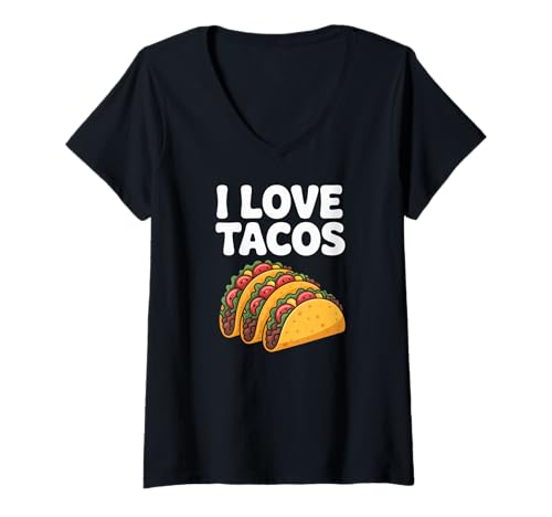Damen Ich liebe Tacos Fun Taco Lover Humor T-Shirt mit V-Ausschnitt Damen Ich liebe Tacos Fun Taco Lover Humor T-Shirt mit V-Ausschnitt von Taco Enthusiast Delightful Humor