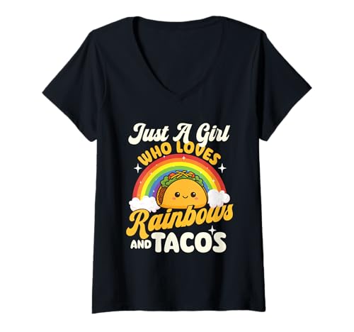 Damen Nur EIN Mädchen, das Regenbögen und Tacos liebt - Taco Gay Lesbian T-Shirt mit V-Ausschnitt von Taco Lover Merch