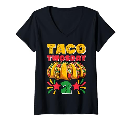 Damen Taco Mittwoch 2 T-Shirt mit V-Ausschnitt Damen Taco Mittwoch 2 T-Shirt mit V-Ausschnitt von Taco Twosday 2 Two Mexican Food Gift Tuesday Cute