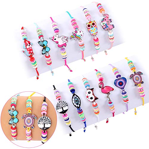 Tacobear 12Stk Freundschaftsarmband Kinder Armbänder Mädchen Einhorn Kinderschmuck Freundschafts Armbänder Handgemacht Geflochten Einstellbar Armband Geburtstagsparty Kindergeburtstag Geschenke von Tacobear