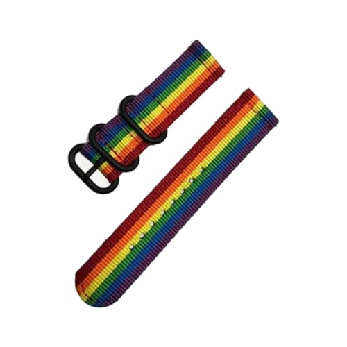 Taconey 18, 20, 22, 24 mm Nylonband, verstellbares Armband, einfach und vielseitig, Schnellverschluss,Regenbogen,22 mm von Taconey