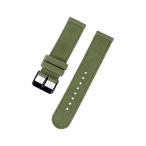 Taconey 18–22 mm Nylon-Uhrenarmband, Edelstahlschnalle, Mehrzweck-Ersatzarmband, Schnellverschluss, verstellbar, für Outdoor-Sport,grün-schwarz dünn,20 mm von Taconey