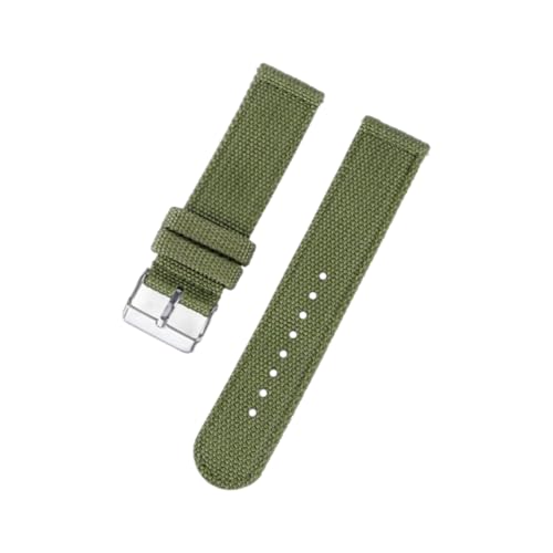 Taconey 18–22 mm Nylon-Uhrenarmband, Edelstahlschnalle, Mehrzweck-Ersatzarmband, Schnellverschluss, verstellbar, für Outdoor-Sport,grün-silber dünn,20 mm von Taconey