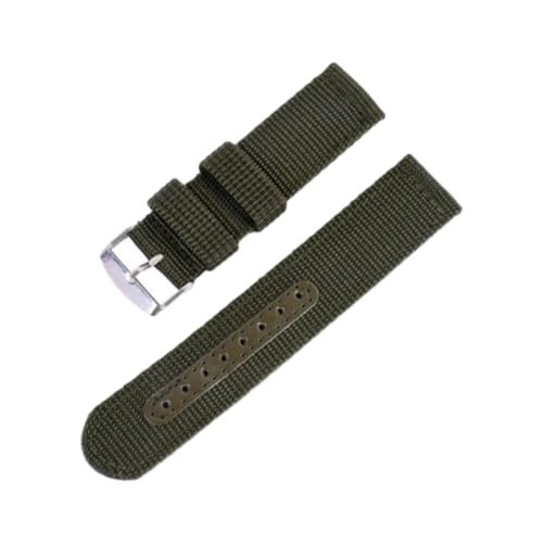 Taconey 18–24 mm Sport-Nylon-Canvas-Armband, universeller Ersatz, Schnellverschluss, verstellbar, für Freizeit im Freien,Grün,24 mm von Taconey