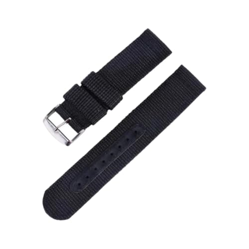 Taconey 18–24 mm Sport-Nylon-Canvas-Armband, universeller Ersatz, Schnellverschluss, verstellbar, für Freizeit im Freien,Schwarz,22 mm von Taconey