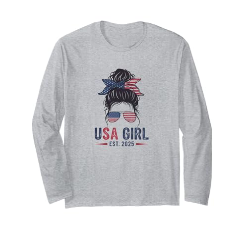 US-Bürgerin Est 2025 Neue Staatsbürgerschaft Amerikanisches US-Mädchen 2025 Langarmshirt von Tacos, Bruh, Sports Tees, USA Citizen 2025