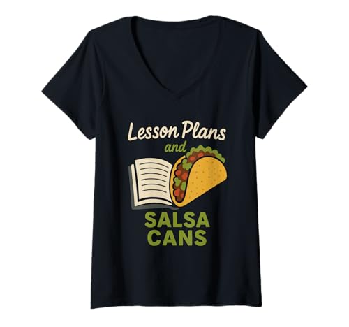 Damen Lustiger Lehrer Taco Tuesday Foodie Klassenzimmer Humor T-Shirt mit V-Ausschnitt Damen Lustiger Lehrer Taco Tuesday Foodie Klassenzimmer Humor T-Shirt mit V-Ausschnitt von Tacos And Teaching Cute Teacher Lunch Break Food