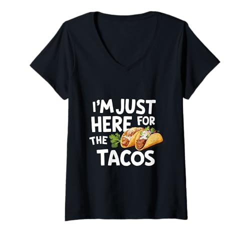 Damen Ich Bin nur für Tacos da Lustiger mexikanischer Food-Taco im Fiesta-Stil T-Shirt mit V-Ausschnitt Damen Ich Bin nur für Tacos da Lustiger mexikanischer Food-Taco im Fiesta-Stil T-Shirt mit V-Ausschnitt von Tacos For Ever