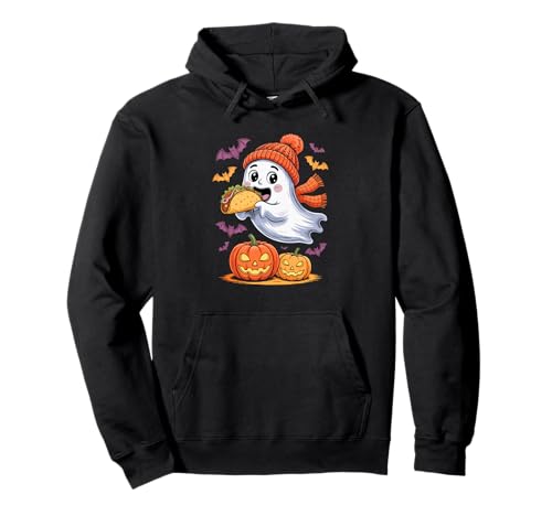 Cute Boo Ghost Eating Taco Halloween Food Lover Kids Family Pullover Hoodie von Tacos Halloween Costume