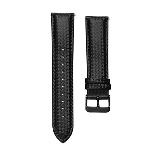 20mm 22mm Schnellspanner Black Carbon-Faser-Leder-Uhrenarmband Band Ersatzband Schwarz,20mm von Tactfulw