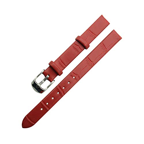 8mm 10mm Small Size-Armband-echtes Leder-Armband-Frauen-Uhr-Band + Werkzeug rot,10mm von Tactfulw