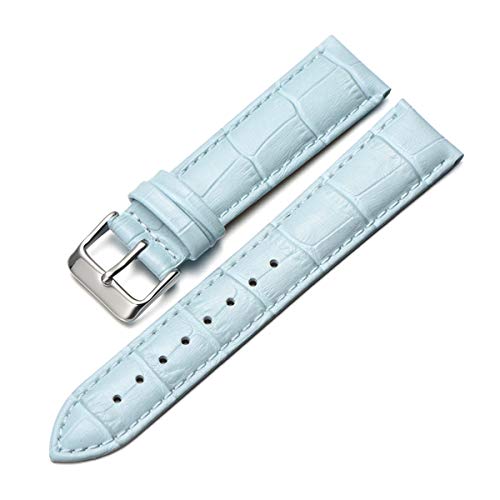 Damen Uhrenarmbänder Stahl Dornschliesse Handschlaufe für Lederband Uhren 12mm-22mm Hellblau,12mm von Tactfulw