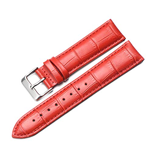 Damen Uhrenarmbänder Stahl Dornschliesse Handschlaufe für Lederband Uhren 12mm-22mm rot,12mm von Tactfulw