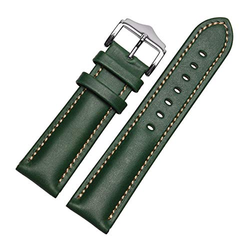 Echtes Leder-Armband-handgemachtes Armband 18mm 20mm 22mm Uhrenarmband-Handgelenk-Uhrenarmband Grün,20mm von Tactfulw