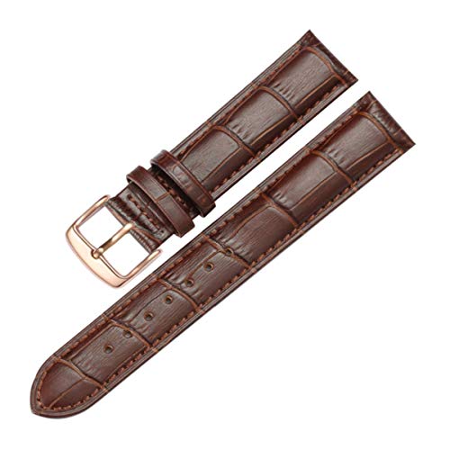 Ersatzuhrenarmband Leder Lederband für Männer Frauen 12mm-22mm-Uhrenarmband Brown Rose Gold,16mm von Tactfulw