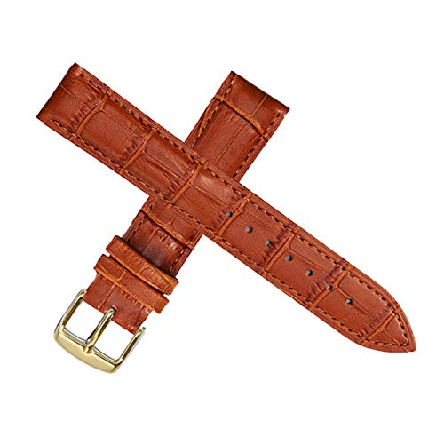 Ersatzuhrenarmband Leder Lederband für Männer Frauen 12mm-22mm-Uhrenarmband Hellbraun Gold-,12mm von Tactfulw