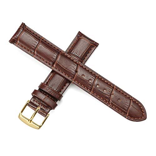 Ersatzuhrenarmband Leder Lederband für Männer Frauen 12mm-22mm-Uhrenarmband braun Gold,22mm von Tactfulw