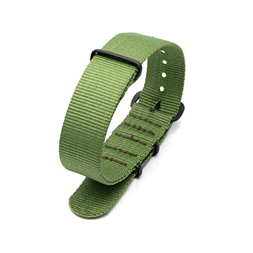 Nylon Armband NATO-Armbanduhr-Bügel 18mm/20mm/22mm/24mm gestreifte Regenbogen-Leinwand-Ersatz-Uhrenarmband, Armeegrün, 24mm von Tactfulw