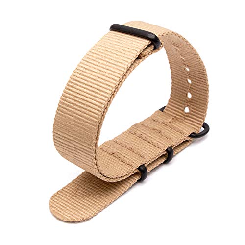 Nylon Armband NATO-Armbanduhr-Bügel 18mm/20mm/22mm/24mm gestreifte Regenbogen-Leinwand-Ersatz-Uhrenarmband, Khaki, 20mm von Tactfulw