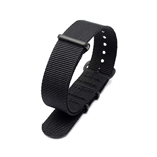 Nylon Armband NATO-Armbanduhr-Bügel 18mm/20mm/22mm/24mm gestreifte Regenbogen-Leinwand-Ersatz-Uhrenarmband, Schwarz, 20mm von Tactfulw