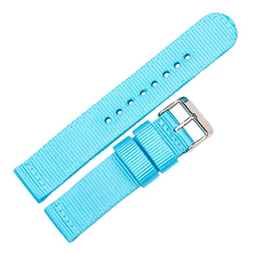 Nylon Canvas Uhrenarmbänder Damen Herren Sport-Bügel-Armband-18mm-24mm Uhren Zubehör Hellblau,18mm von Tactfulw