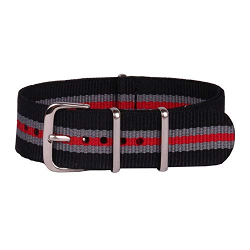 Schwarz/grau/rot 18mm Armee-Militärarmband NATO-Uhr-Gurt Nylon Woven 18mm Schnalle NATO Armband, 20mm von Tactfulw