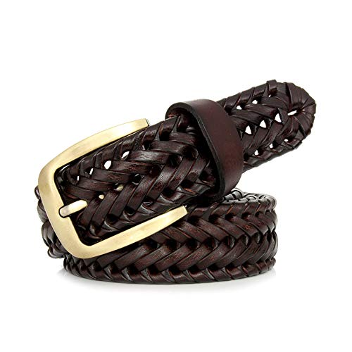 Tactfulw Geflochtene Gürtel Herren Gürtel Echtes Leder Straps Männer für Jeans Gürtel Male klassische zufällige Gürtel Kaffee, 105cm von Tactfulw