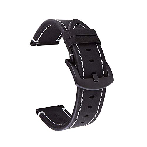 Tactfulw Uhrenarmbänder 18mm 20mm 22mm Retro Lederarmband Uhrenarmband Männer und Frauen Straps Schwarz,18mm von Tactfulw