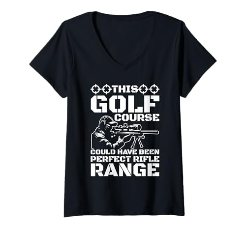 Damen Golfplatz-Gewehr-Design T-Shirt mit V-Ausschnitt Damen Golfplatz-Gewehr-Design T-Shirt mit V-Ausschnitt von Tactical Humor Tees