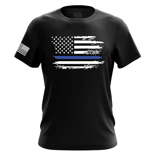 Tactical Pro Supply American Flag Patriotisches Herren-T-Shirt, kurzärmelig, 100 % Baumwolle, Used-Look, Größe M, Distressed Flag, Mittel von Tactical Pro Supply