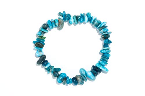 Taddart Minerals - Blaues Splitter Armband aus dem natürlichen Edelstein Apatit auf elastischem Nylonfaden aufgezogen - handgefertigt von Taddart Minerals