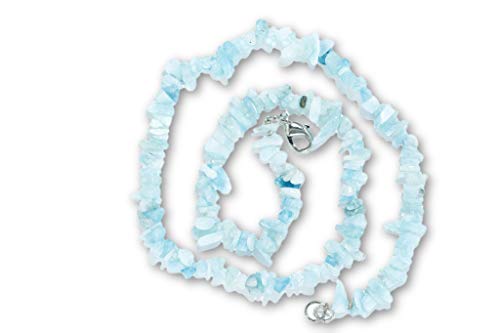 Taddart Minerals - Blaue Splitter Halskette aus dem natürlichen Edelstein Aquamarin mit 45 cm Länge - handgefertigt von Taddart Minerals