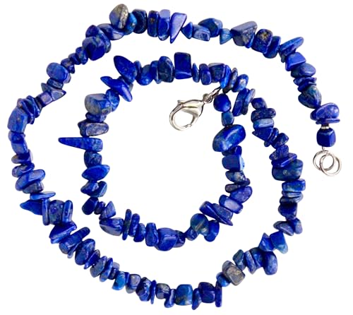 Taddart Minerals - Blaue Splitter Halskette aus dem natürlichen Edelstein Lapislazuli mit 45 cm Länge - handgefertigt von Taddart Minerals