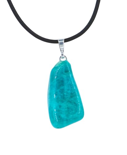 Taddart Minerals – Grüner Trommelstein Anhänger aus dem natürlichen Edelstein Amazonit mit Lederkette Taddart Minerals – Grüner Trommelstein Anhänger aus dem natürlichen Edelstein Amazonit mit Lederkette von Taddart Minerals