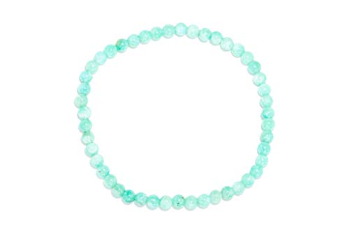 Taddart Minerals – Grünes Armband aus dem natürlichen Edelstein Amazonit mit 4 mm Kugeln auf elastischem Nylonfaden aufgezogen - handgefertigt von Taddart Minerals