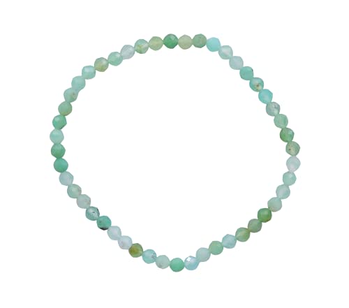 Taddart Minerals – Grünes Armband aus dem natürlichen Edelstein Chrysopras mit facettierten 4 mm Kugeln auf elastischem Nylonfaden aufgezogen – handgefertigt von Taddart Minerals