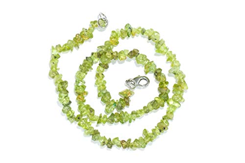 Taddart Minerals Halskette mit Peridot-Splittern, natürlicher Edelstein, Länge 45 cm, Grün, handgefertigt, Metall, Peridot, Metall, Peridot von Taddart Minerals