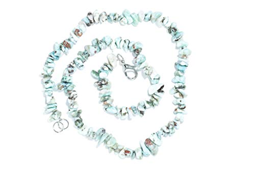 Taddart Minerals - Hellblaue Splitter Halskette aus dem natürlichen Edelstein Larimar mit 45 cm Länge - handgefertigt von Taddart Minerals