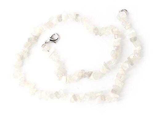 Taddart Minerals - Hellgraue Splitter Halskette aus dem natürlichen Edelstein Mondstein mit 45 cm Länge - handgefertigt von Taddart Minerals