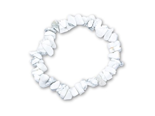 Taddart Minerals - Weiß Graues Splitter Armband aus dem natürlichen Edelstein Magnesit auf elastischem Nylonfaden aufgezogen - handgefertigt von Taddart Minerals