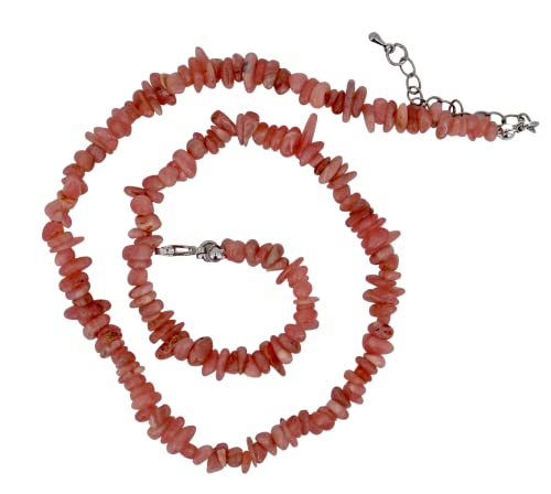 Taddart Minerals – Rosa Splitter Halskette aus dem natürlichen Edelstein Rhodochrosit mit 45 cm Länge – handgefertigt von Taddart Minerals