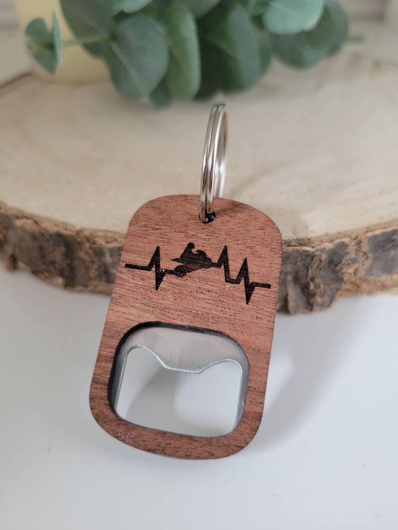 Motorrad Schlüsselanhänger | Geschenk Flaschenöffner Motorradfahrer Gadget Heartbeat von TaddelzShop