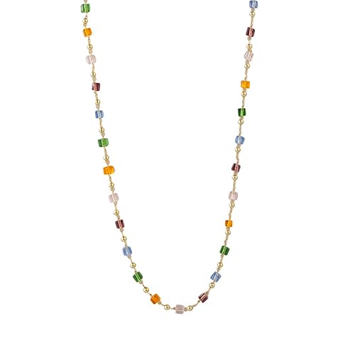 Tadipri 1Pcs Boho-Halskette Mit Farbigem Kristall Perlen-Schicht-Halskette, Schmuck-Zubehör Für Frauen Und Mädchen von Tadipri