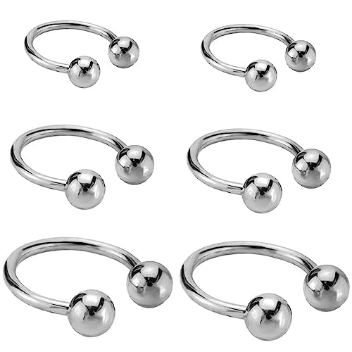 Tadipri 3 Paares Silber Hufeisen Nasenpiercing Aus Titan Stahlseptum Piercing Nasenring Männer Und Frauen Knorpel Piercing Geeignet Für Tragus Knorpel Lippe Augenbraue （6Mm/8Mm/10Mm） von Tadipri