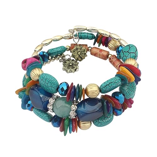 Tadipri Bohemian Stackable Bead Armbänder Stretch-Armband Coil-Armband Für Damen Mehrschichtiges Armband Armreifen Set Mode Perlen Schmuck von Tadipri